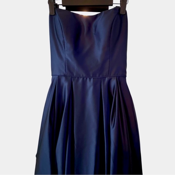 Besty & Adam Blue Satin Strapless Ballgown - Picture 4 of 7